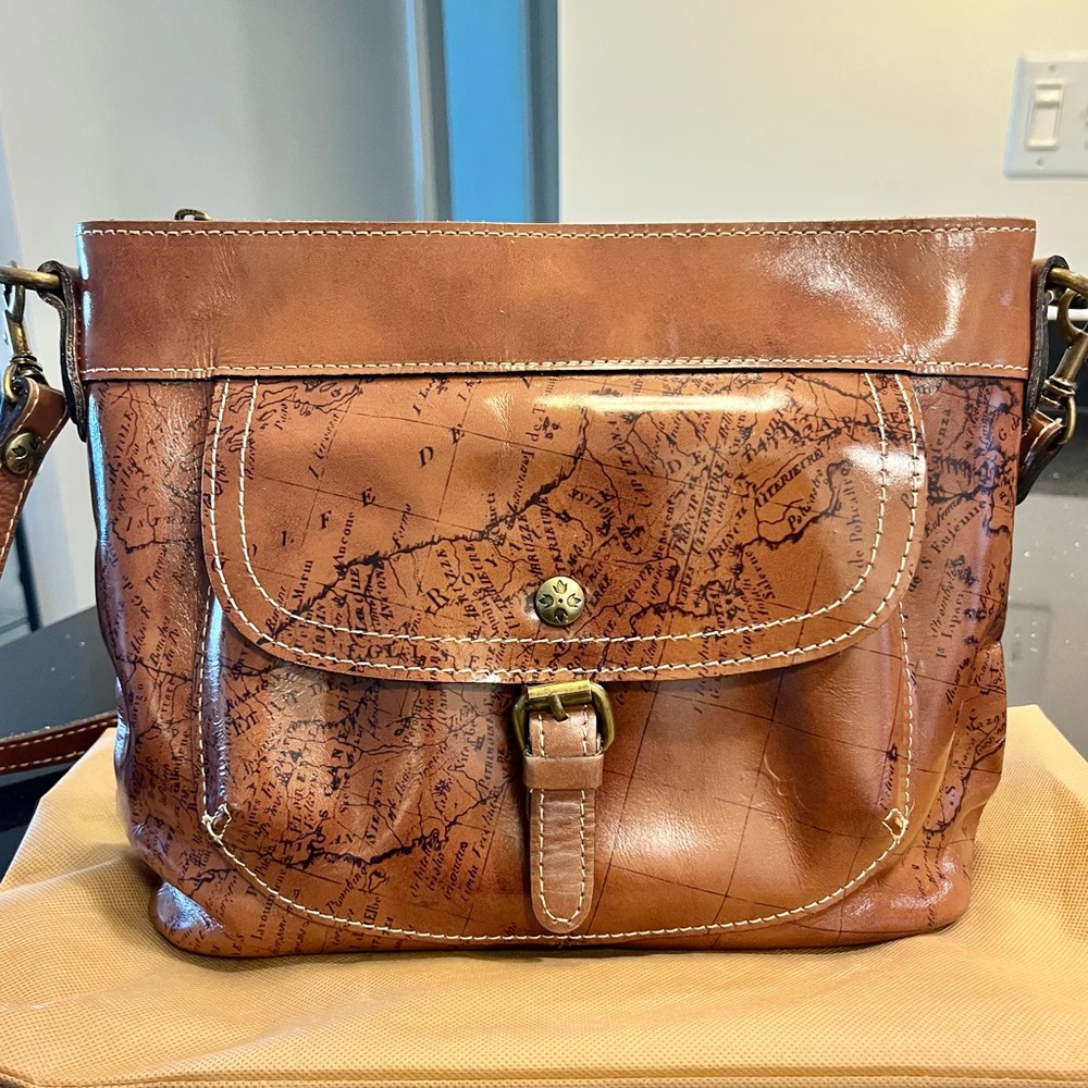 Patricia Nash Map Print Buckle Crossbody Bag